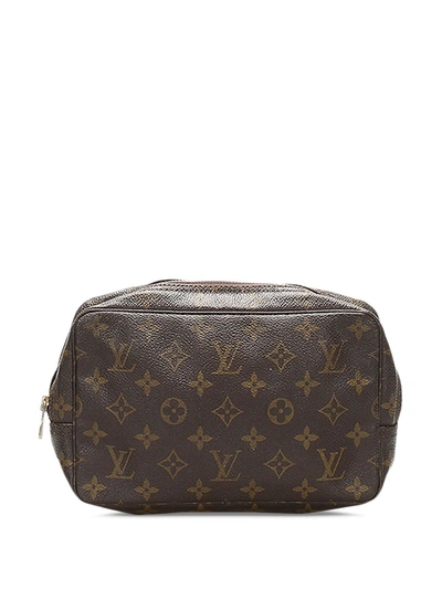 Pre-owned Louis Vuitton  Monogram Trousse Toilette 23 Cosmetic Bag In Brown