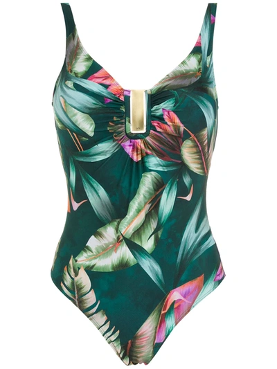 Lygia & Nanny Mirassol Leaf-print Swmsuit In Green