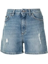 Dolce & Gabbana High-waisted Distressed Denim Shorts In Blue