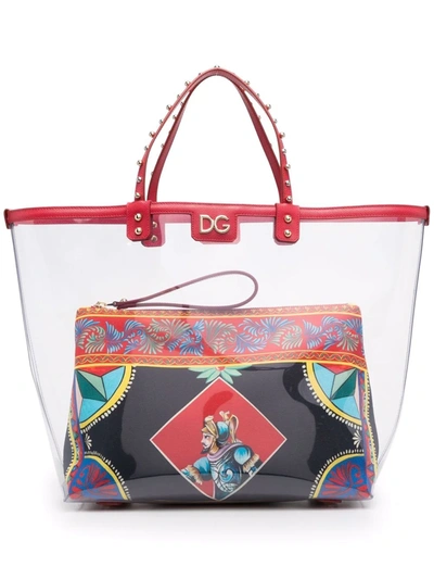 Dolce & Gabbana Logo-plaque Tote Bag In Red