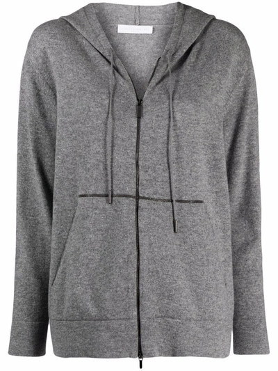 Fabiana Filippi Hooded Zipped Cardigan In Grey
