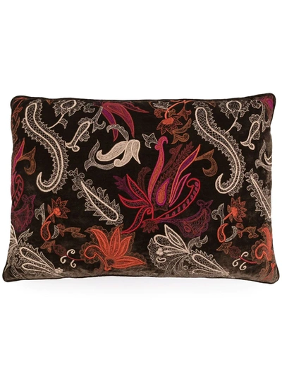 Anke Drechsel Paisley-embroidered Cushion In Brown