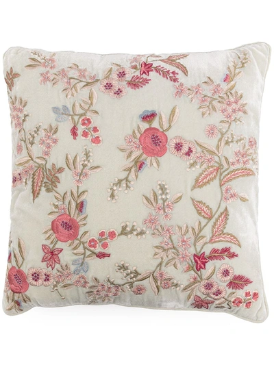 Anke Drechsel Floral-embroidered Cushion In Green
