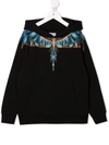 Marcelo Burlon County Of Milan Kids Black Travel Wings Hoodie In Black