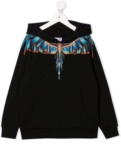 Marcelo Burlon County Of Milan Kids Black Travel Wings Hoodie