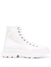 Alexander Mcqueen Tread Slick Canvas And Rubber Exaggerated-sole Ankle Boots In White