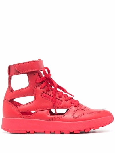Maison Margiela Men's X Reebok Classic Leather Tabi High-top Sneakers In Red