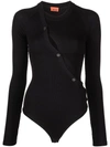Alix Nyc Pearson Button-embellished Jersey Bodysuit In Black