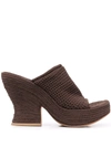 Bottega Veneta Brown Open-toe Wedge Mules In Brown