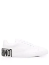 Moschino Logo Leather Low-top Sneakers In White