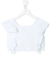 FENDI FF-EMBROIDERY CROPPED RUFFLE BLOUSE