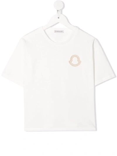 Moncler Kids' Embroidered-logo T-shirt In White