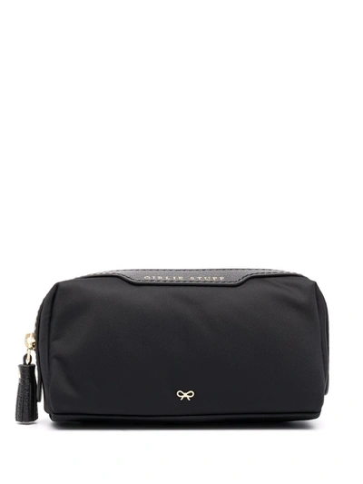 Anya Hindmarch + Net Sustain Girlie Stuff Textured Leather-trimmed Econyl Cosmetics Case In Black