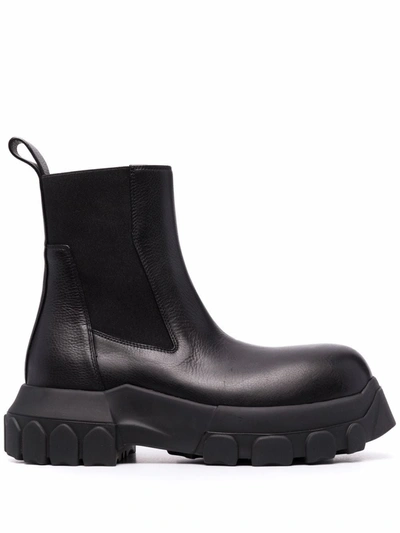 Rick Owens Mega Bumper Beatle Leather Chelsea Boots In Black