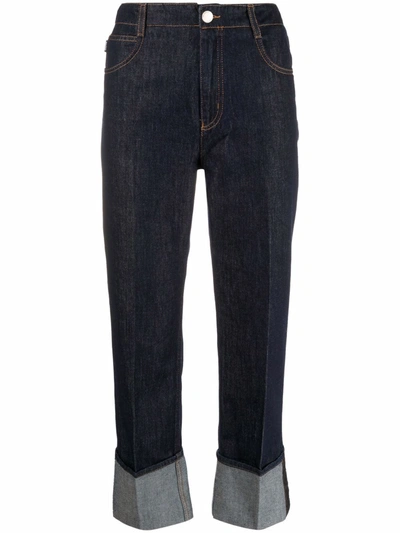 Love Moschino Straight Leg Jeans With Maxi Cuffs In Blue