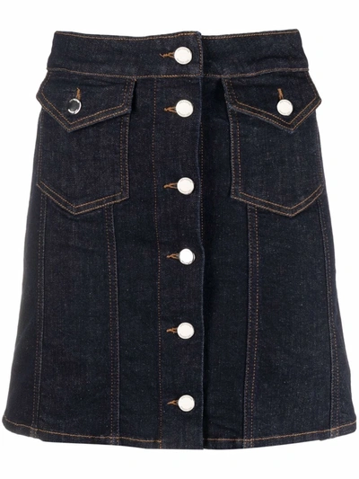Love Moschino Denim Skirt W/buttons In Front