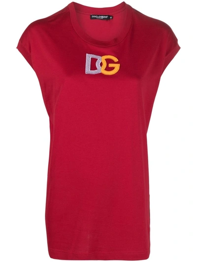 Dolce & Gabbana Logo-patch T-shirt In Red