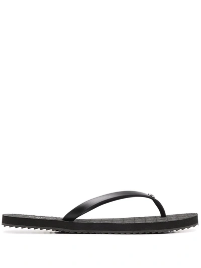 Michael Kors Monogram-print Flip Flops In Black