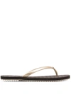 Michael Kors Monogram-print Flip Flops In Gold