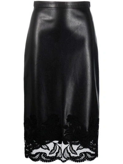 Ermanno Scervino Faux Leather Skirt In Black