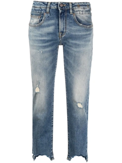 R13 Distressed-finish Cropped Jeans In Blue