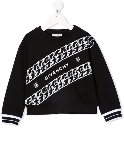 Givenchy Teen Logo-print Crew Neck Sweatshirt In Black
