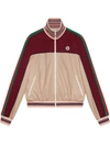 Gucci Beige And Bordeaux Jacket In Jersey With Gg Logo Print In Beige