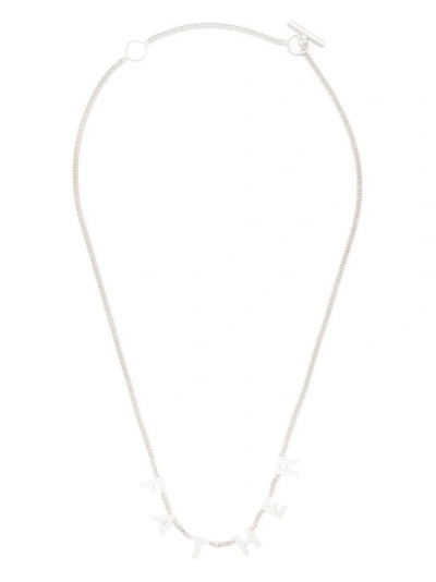 Jil Sander Father Lettering Necklace In Silver