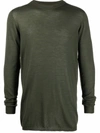 Rick Owens Green Cashmere Biker Crewneck Sweater In Green