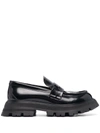 Alexander Mcqueen Glossed-leather Exaggerated-sole Loafers In Nero