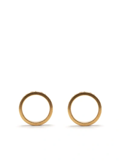 Maison Margiela Numbers Logo Circle Earrings In Yellow Gold Plating