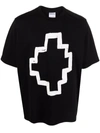 Marcelo Burlon County Of Milan Paint Cross Print Cotton Over T-shirt In Black