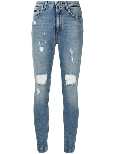 Dolce & Gabbana Distressed Skinny Jeans In Blue