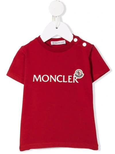 Moncler Babies' Red Logo-print Cotton-blend T-shirt 3-36 Months 2 Years