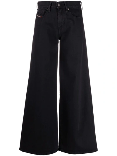 Diesel Akemi High Rise Wide Bootcut Denim Jeans In Black