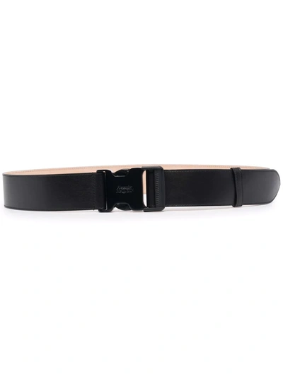 Alexander Mcqueen Slide-buckled Leather Belt In 黑色