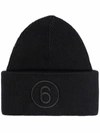 MM6 MAISON MARGIELA LOGO-EMBROIDERED KNITTED BEANIE