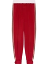Gucci Gg-logo Side-stripe Cotton-drill Track Pants In Red