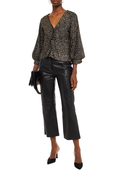 Gestuz Sequined Stretch-tulle Top In Black