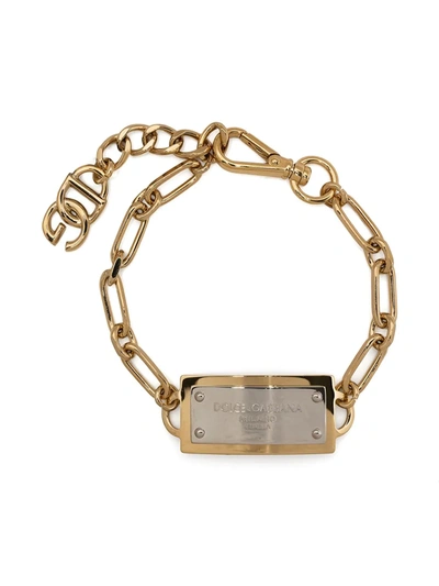 Dolce & Gabbana Engraved Chain-link Bracelet In Gold