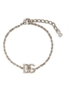 Dolce & Gabbana Logo-plaque Chain-link Bracelet In Silber