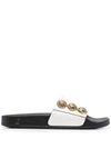 Balmain Symi Button-embellished Flat Sandals In Weiss