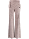 SEE BY CHLOÉ CHECK-PRINT BUTTONED FLARED TROUSERS