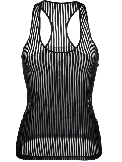 Maison Close Bande À Part Striped Tank Top In Black