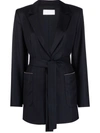 Fabiana Filippi Pinstripe Tied-waist Blazer In Blue