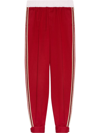 Gucci Gg-logo Side-stripe Cotton-drill Track Pants In Red