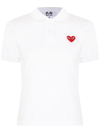 Comme Des Garçons Play Heart Logo-patch Polo Shirt In White