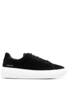 Versace Canvas Low Top Sneakers W/greca Sole In Black