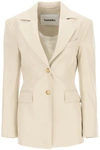 Nanushka Beige Hathi Vegan Leather Blazer In Creme (beige)