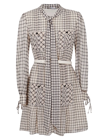 Self-portrait Monochrome Check Chiffon Mini Dress | ModeSens